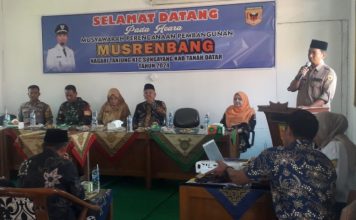 Tampil Perdana Setelah Memimpin, Wali Nagari Ridwan Amri, AMD Buka Musrenbang Tanjung