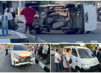 Diduga Kurang Hati-Hati, Toyota Rush Tabrak Grand Max di Simpang Gedung Nasional Batusangkar