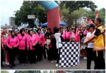 Meriahkan Hari Bhayangkari ke 79, Polres Tanah Datar Gelar Gerak Jalan Jantung Sehat dan Senam Massal