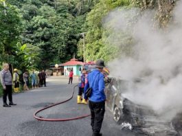 Mobil Grand Livina Alami Nasib Naas, Kendaraan Hangus Terbakar di Jalan Lintas Sumbar-Riau