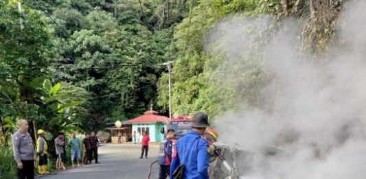 Mobil Grand Livina Alami Nasib Naas, Kendaraan Hangus Terbakar di Jalan Lintas Sumbar-Riau