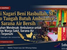 Wali Nagari Koto Tangah Beni Hasbullah, SE: Pengadaan Ambulance dan Air Bersih Kebutuhan Medesak