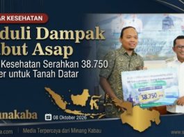 Peduli Dampak Kabut Asap, BPJS Kesehatan Serahkan 38.750 Masker untuk Tanah Datar
