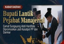 Bupati Lantik Pejabat Manajerial, Camat Sungayang Dipromosikan Jadi Kasatpol PP dan Damkar