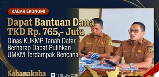Dapat Bantuan Dana TKD Rp.765,- Juta, Dinas KUKMP Tanah Datar Berharap Dapat Pulihkan UMKM Terdampak