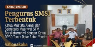 Pengurus SMSI Terbentuk, Ketua dan Sekretaris Bersilaturrahmi dengan Ketua DPRD Tanah Datar