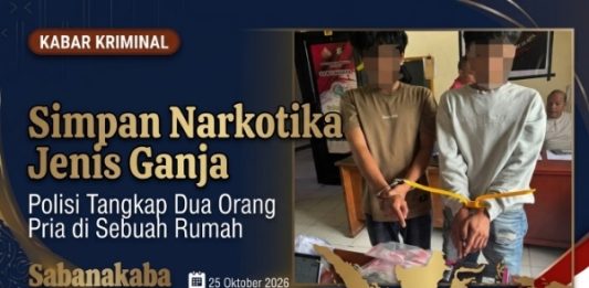 Simpan Narkotika Jenis Ganja, Polisi Amankan Dua Pria di Sebuah Rumah