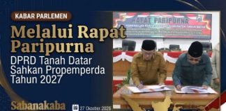 Melalui Rapat Paripurna, DPRD Tanah Datar Sahkan Propemperda tahun 2027