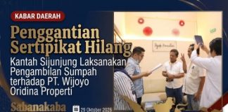 Penggantian Sertipikat Hilang, Kantah Sijunjung Laksanakan Pengambilan Sumpah terhadap PT.WOP